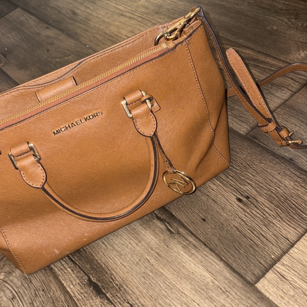 Michael Kors Tan Satchel with Gold Hardware
